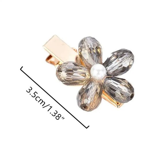 12Pcs Crystal Hair Clips Pearls Alligator Hairpins Small Mini Flower main image 4